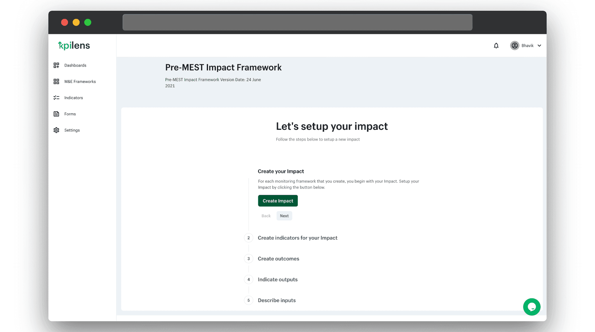 KPILens M&E Frameworks Setup