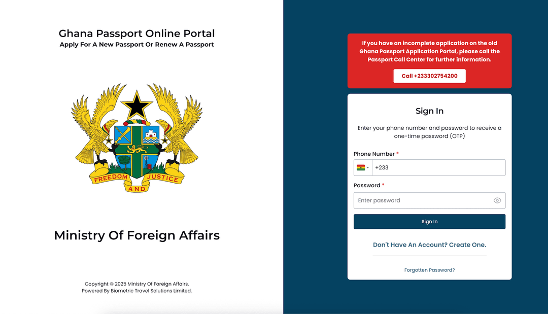 Ghana Online Passport Application Portal